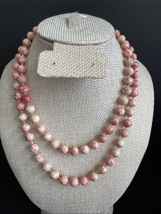Source Unknown Jewelry - Hand Knotted Cinnabrite Gemstone Necklace 32"
